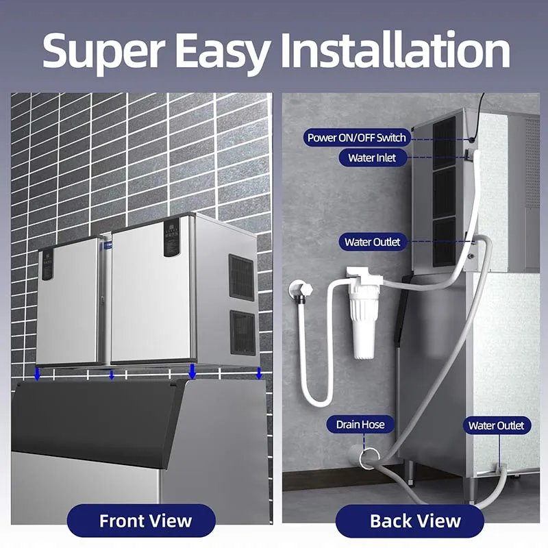 TH‑2000B Cube Ice Machine – 2000 lb Commercial Ice Cube Maker