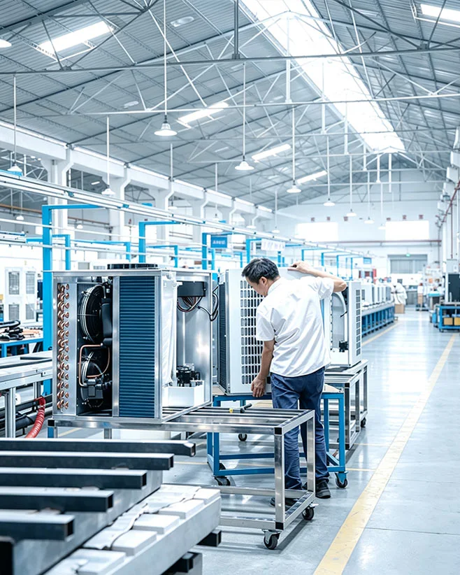 Commercial ice maker under quality inspection