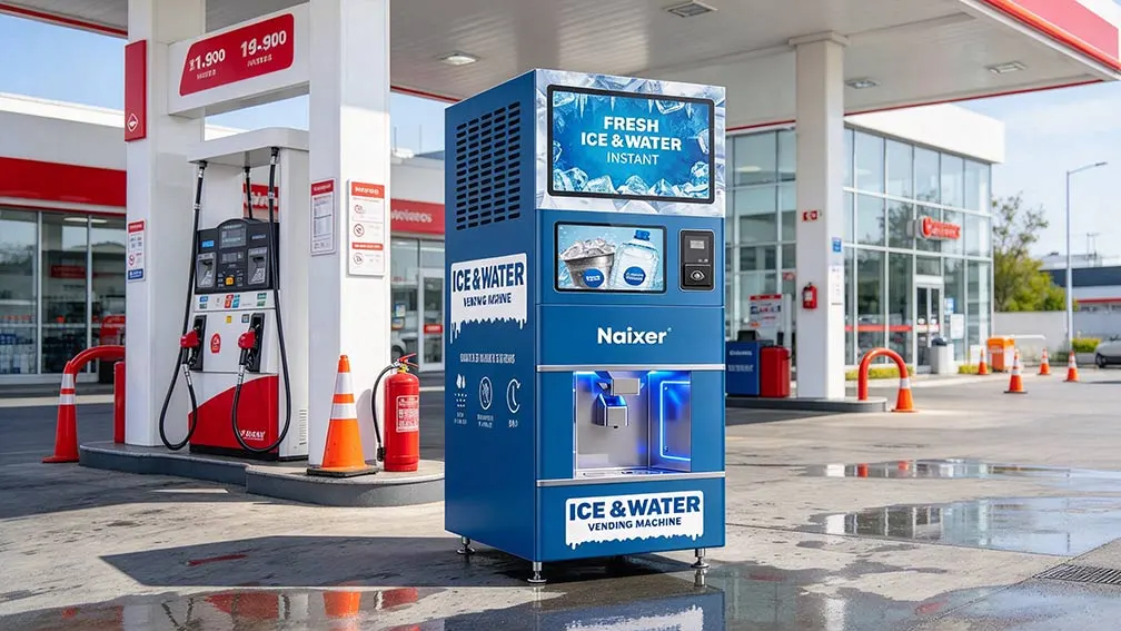 Self-service ice vending machine at a South African forecourt